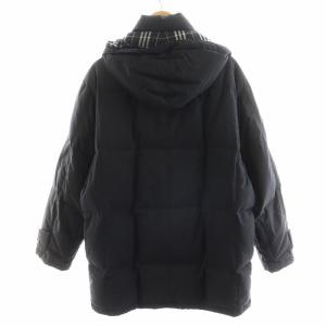 BURBERRY LONDON ダウンジャケット 裏地チェック柄 フード アウター LL 黒 ブラック BBN44-716-09 /AN32