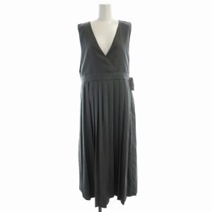 タグ付き ワイドプリーツジャンパースカート ロング F グレー 224-55-0028 /EE