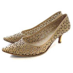 パンプス エナメル 花モチーフ 37.5 24.5cm ベージュ /RO D