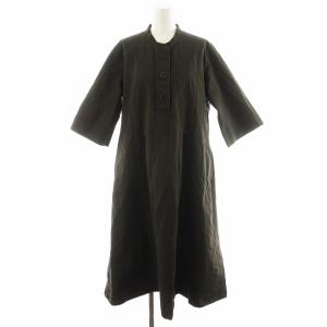 24SS ワンピース ロング丈 5分袖 リネン混 麻 1 カーキ 578-4157030 /AN17