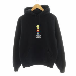 × ザ シンプソンズ The Simpsons パーカー プルオーバー ロゴ刺繍 XS 黒 ブラック /AN43