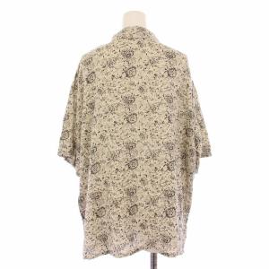 mizuiro ind mizuiroind シャツ ブラウス 半袖 レギュラーカラー オープンカラー 総柄 麻 リネン グレージュ 黒 ブラック /BB