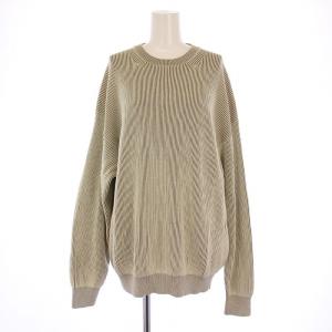 スーパーハードツイストリブニットプルオーバー 長袖 クルーネック ストレッチ 1 アイボリー 茶 ブラウン