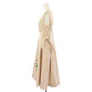 Chesty 22SS サイドリボン刺繍ジャンパースカート ワンピース ロング ノースリーブ 花柄 0 ピンクベージュ