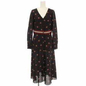 シャツワンピース 3843-1240 長袖 ロング ワンピース 36 黒 赤 /G