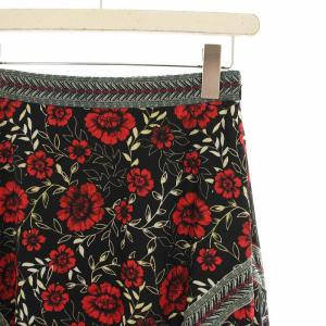 GRACE CONTINENTAL フラワーパターンプリントスカート フレアスカート 花柄 ロング ミモレ 36 黒 ブラック 赤 レッド