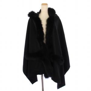 FOXトリミングストール フード フォックスファー カシミヤ F 黒 34384612 /BM