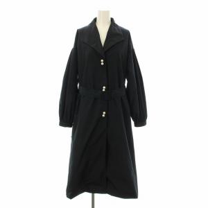 ロングコート フェイクパール装飾 ベルト付き 1 紺 ネイビー 20I903 /KU