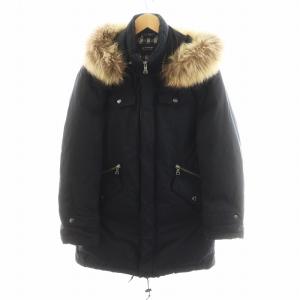 ダウンジャケット 裏地チェック柄 ラクーンファー M ブラック BMP39-335-09