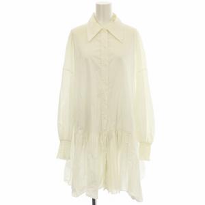 ギャザーチュニック シャツ 300ES330-1450 長袖 ブラウス 38 白 ホワイト /G