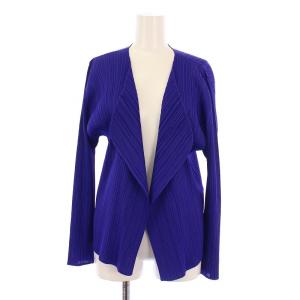 イッセイミヤケ ジャケット アウター 前開きトッパー ストレッチ 薄手 3 青 ブルー /BB