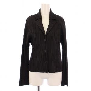 イッセイミヤケ テーラードジャケット アウター シングル ストレッチ ショート丈 薄手 4 ダークグレー