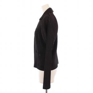 PLEATS PLEASE ISSEY MIYAKE イッセイミヤケ テーラードジャケット アウター シングル ストレッチ ショート丈 薄手 4 ダークグレー
