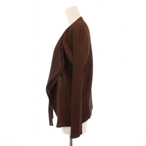 PLEATS PLEASE ISSEY MIYAKE イッセイミヤケ ノーカラージャケット 3 ブラウン