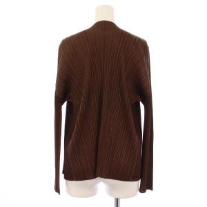 PLEATS PLEASE ISSEY MIYAKE イッセイミヤケ ノーカラージャケット 3 ブラウン