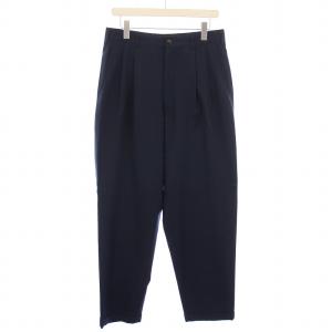 テーパードパンツ スラックス タック ジップフライ ウール M 紺 ネイビー /BB