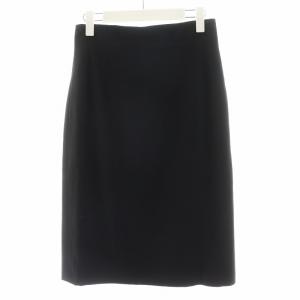 タイトスカート ひざ丈 ウール シルク 絹 40 黒 ブラック /AN35