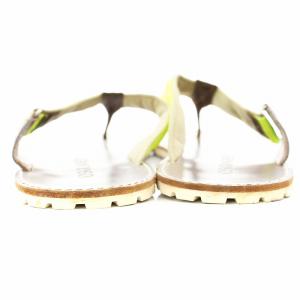 DSQUARED2 トングサンダル フラット レザー ロゴプレート 43 茶 ブラウン 黄 イエロー /KU