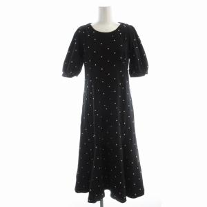 ワンピース ロング ドット 半袖 M 黒 ブラック 3115280 /EE
