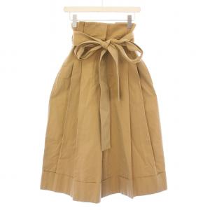 ワイドパンツ タック ジップフライ ベルト リボン 36 ベージュ /BB