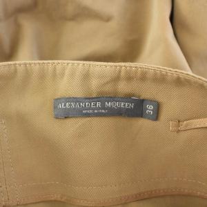 Alexander McQueen ワイドパンツ タック ジップフライ ベルト リボン 36 ベージュ /BB
