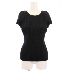 イッセイミヤケ プリーツカットソー 半袖 無地 4 ブラック PP01-JK169 /KH