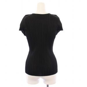 PLEATS PLEASE ISSEY MIYAKE イッセイミヤケ プリーツカットソー 半袖 無地 4 ブラック PP01-JK169 /KH