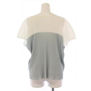 PLEATS PLEASE ISSEY MIYAKE イッセイミヤケ カットソー フレンチスリーブ ストレッチ 3 白 ホワイト 水色 ライトブルー /BB