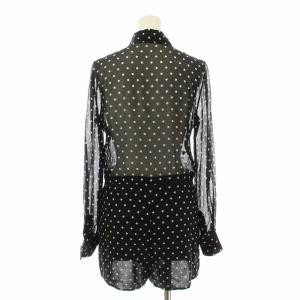 Christian Dior オールインワン ショートパンツ 長袖 ドット柄 シアー 黒 ブラック 白 ホワイト /KU