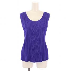 イッセイミヤケ カットソー ノースリーブ  Uネック ストレッチ 4 紫 パープル /BB