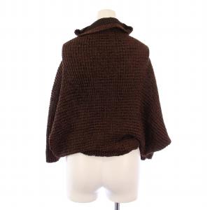 me ISSEY MIYAKE ニットカーディガン ドルマンスリーブ 長袖 ハイネック ストレッチ F 茶 ブラウン /BB
