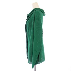 me ISSEY MIYAKE カーディガン 長袖 ハイネック プリーツ ストレッチ F 緑 グリーン /BB