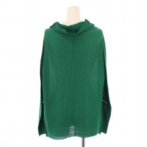 me ISSEY MIYAKE カーディガン 長袖 ハイネック プリーツ ストレッチ F 緑 グリーン /BB