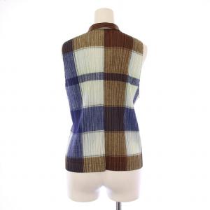 PLEATS PLEASE ISSEY MIYAKE イッセイミヤケ ブラウス ノースリーブ チェック柄 4 ブルー