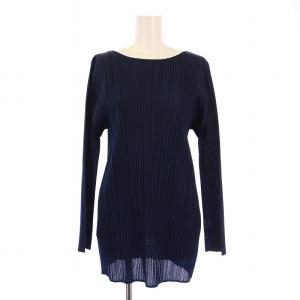 イッセイミヤケ カットソー ストレッチ ネイビー