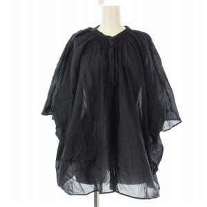 コットンボイルロールアップスリーブブラウス 半袖 M 紺 ネイビー DR45-23U108 /OR