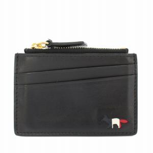 フォックスロゴレザーカードホルダー カードケース 小銭入れ コインケース レザー 黒 ブラック /YT