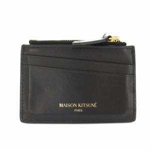 Maison Kitsuné フォックスロゴレザーカードホルダー カードケース 小銭入れ コインケース レザー 黒 ブラック /YT