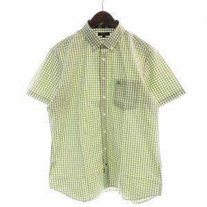 ボタンダウンシャツ チェック 半袖 グリーン LL 緑 グリーン A1M61-111-75 /EE