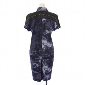 PLEATS PLEASE ISSEY MIYAKE イッセイミヤケ シャツワンピース デニム柄 プリント 4 ネイビー