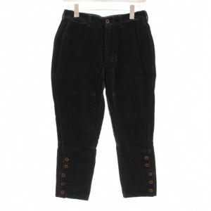 Bakkurii クロップドパンツ ベロア ジップフライ 裾ボタン 0 黒 ブラック 5-11-6020