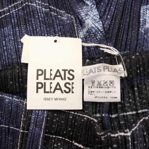 PLEATS PLEASE ISSEY MIYAKE イッセイミヤケ デニム転写 ウォッシュド イージーパンツ 3 ネイビー