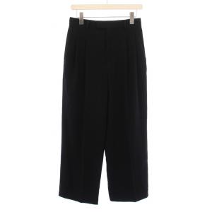 25SS TA/PL ジョーゼットタックワイドパンツ スラックス ジップフライ ストレッチ 38 黒 ブラック