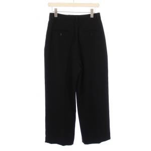 IENA 25SS TA/PL ジョーゼットタックワイドパンツ スラックス ジップフライ ストレッチ 38 黒 ブラック