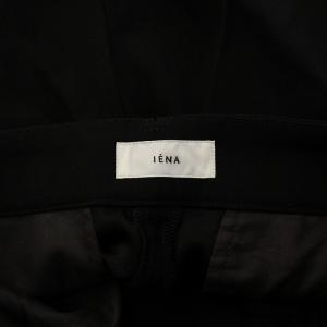 IENA 25SS TA/PL ジョーゼットタックワイドパンツ スラックス ジップフライ ストレッチ 38 黒 ブラック