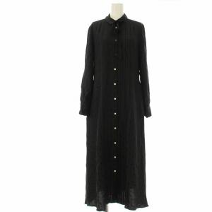 sese セセ ドットジャガードピンタックワンピース ロング 長袖 36 黒 ブラック 20040900405030