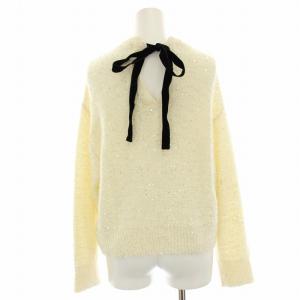 VERMEIL par iena 23AW アルパカMIXスパンコールニットトップス セーター ウール混 バックリボン 長袖 白 ホワイト