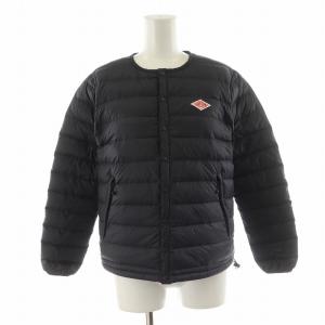 クルーネック インナーダウンジャケット ワッペン ロゴ ナイロン アウター 34 黒 ブラック 19A-KW-001