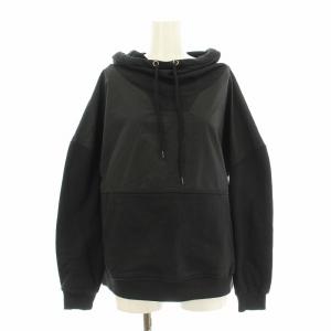パーカー フーディー プルオーバー 長袖 ナイロン 切替 スウェット地 F 黒 ブラック 5842051