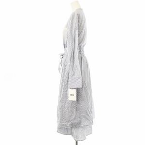 furfur シャツワンピース ロング ストライプ柄 長袖 F 白 ホワイト 青 ブルー RWF0194024 /OR